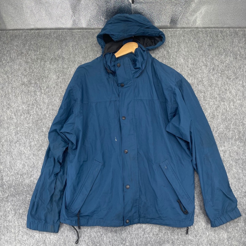 Vintage REI Hooded Windbreaker Jacket Mens Medium Blue Full Zip Outdoor Shell